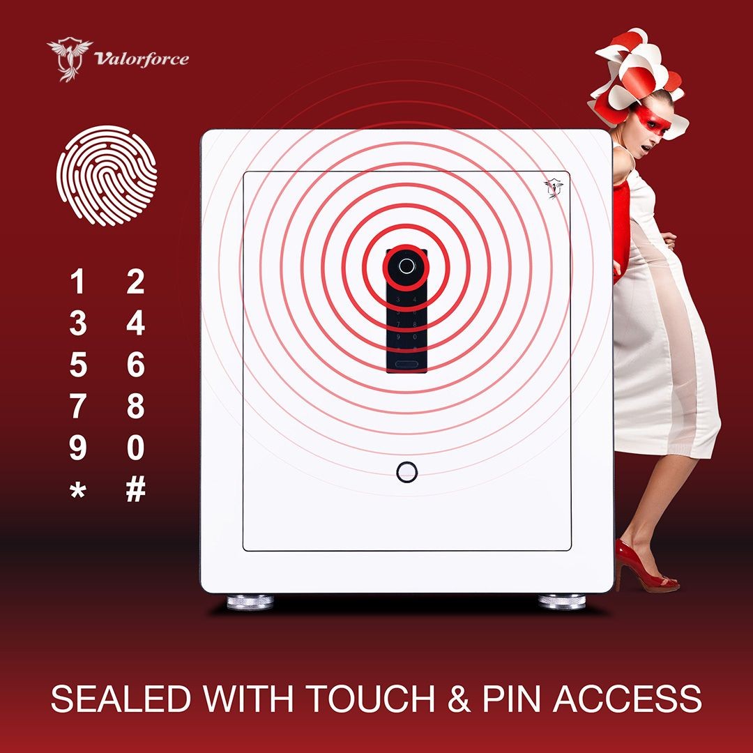 5-bolt locking safe
fingerprint PIN safe box
jewellery safe with drawer
luxury white safe for home
document safe for office
biometric safe with alarm
wall-mount ready safe