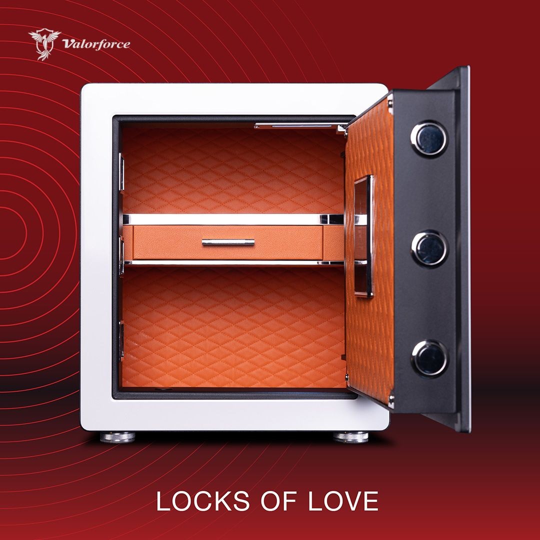 Le Blanc 55+ safe open – orange jewellery interior with drawer
Fingerprint & PIN keypad on Valorforce Le Blanc 55+
Five-bolt locking mechanism – Valorforce Passion Series safe
White luxury home safe for jewellery and documents – Le Blanc 55+