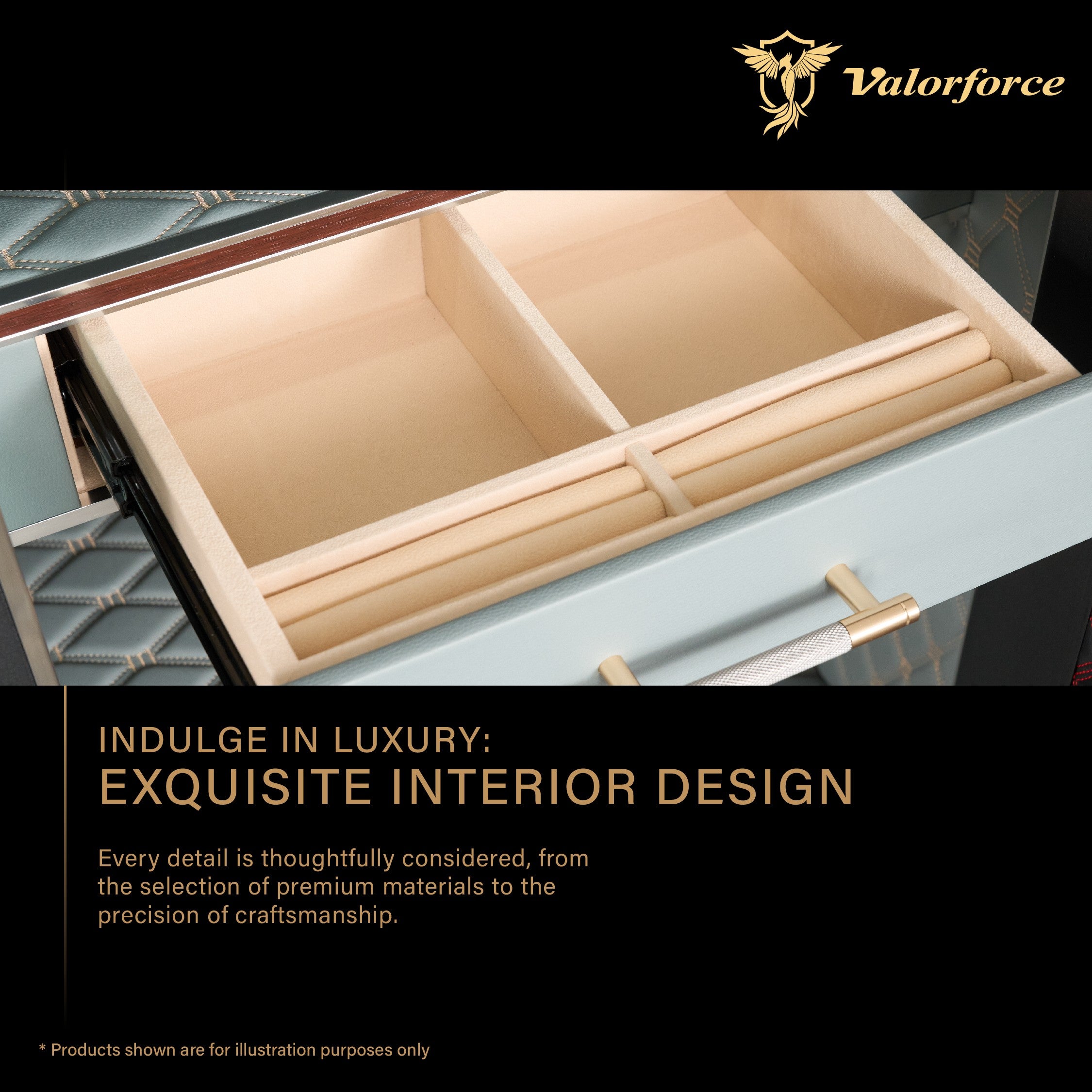 Onyx XL spacious luxury safe interior with jewellery drawers and compartments