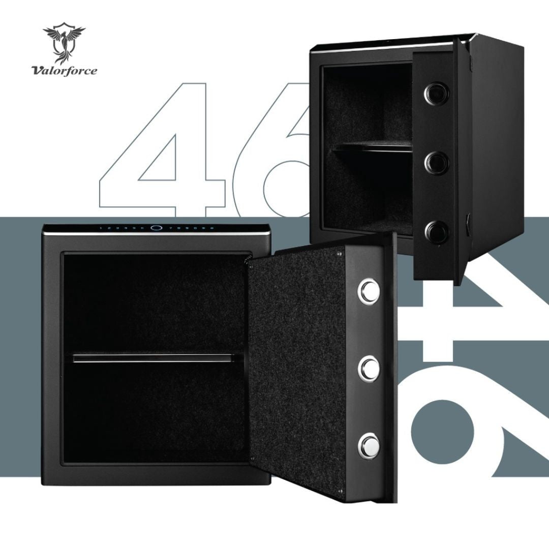 Valorforce PX46 fingerprint safe
PX46 biometric safe – open with shelves