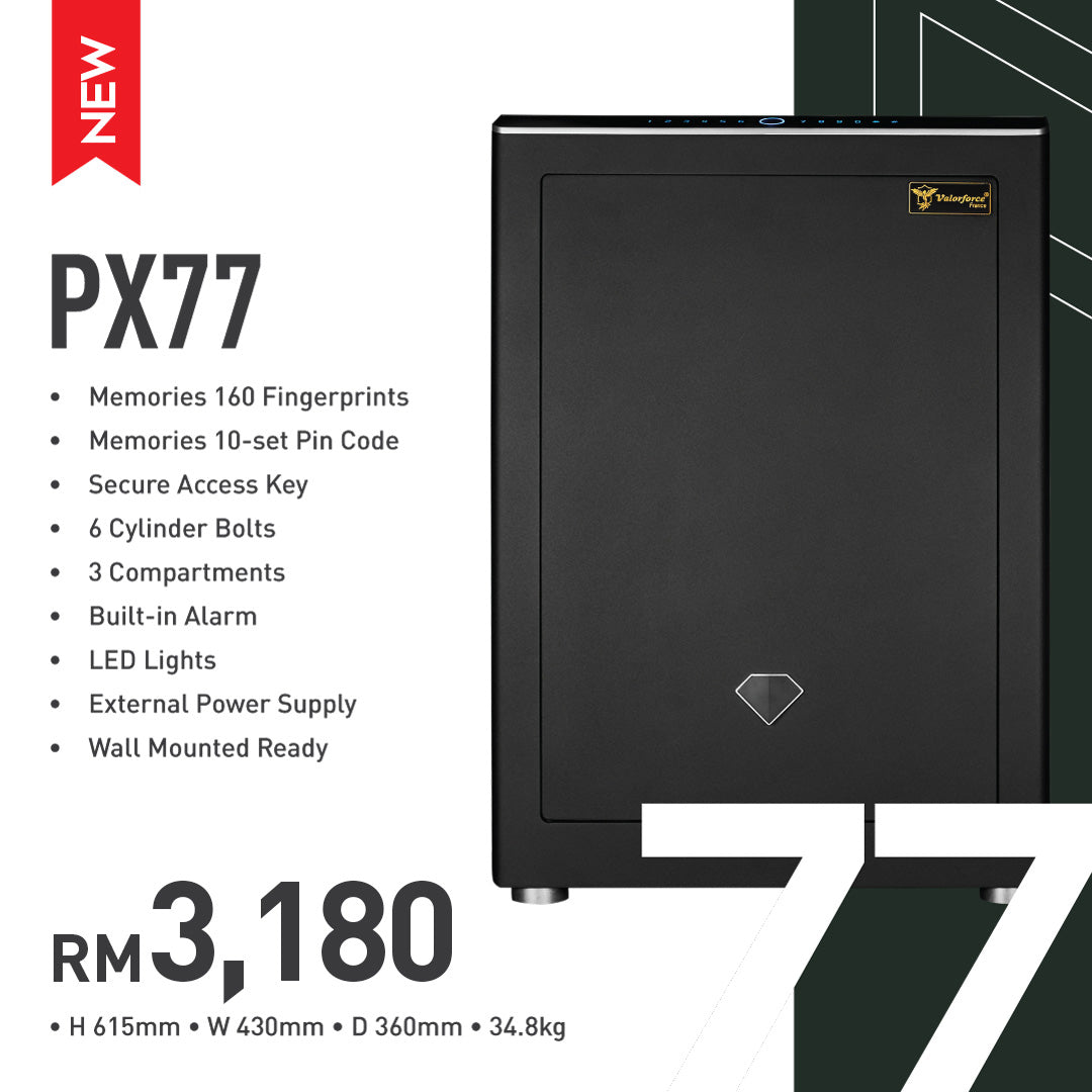 Valorforce PX77, PX77 extra large safe, biometric safe Malaysia, extra large home safe