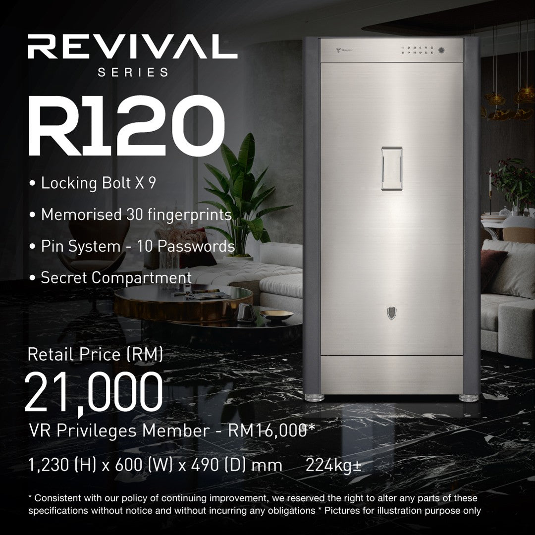 Revival R120 safe
high capac ity stainless vault
luxury safe Malaysia