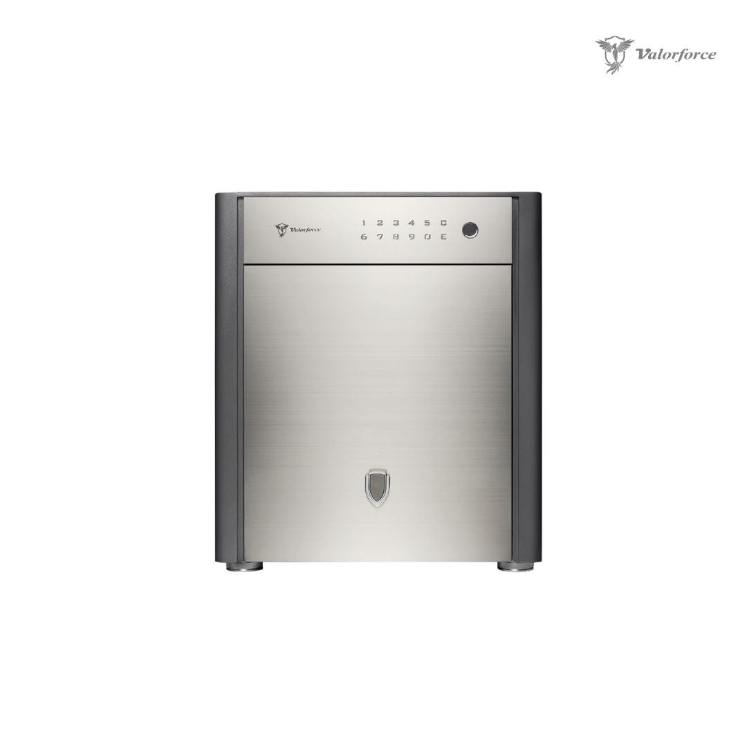 Valorforce R45 safe with hidden compartment open
Revival R45 safe interior with velvet-lined drawer