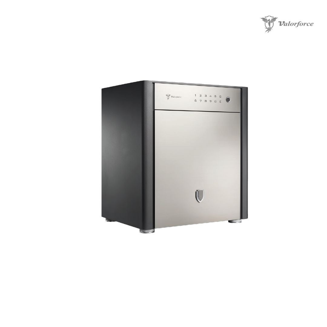 Valorforce R45 safe with hidden compartment open
Revival R45 safe interior with velvet-lined drawer