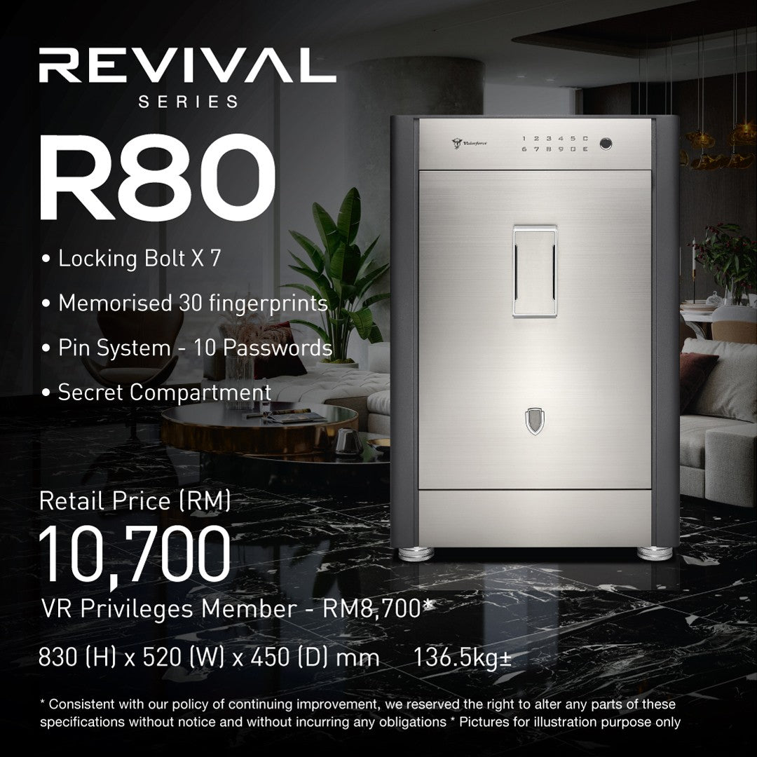Revival R80 safe
stainless steel vault Malaysia
high-security home safe