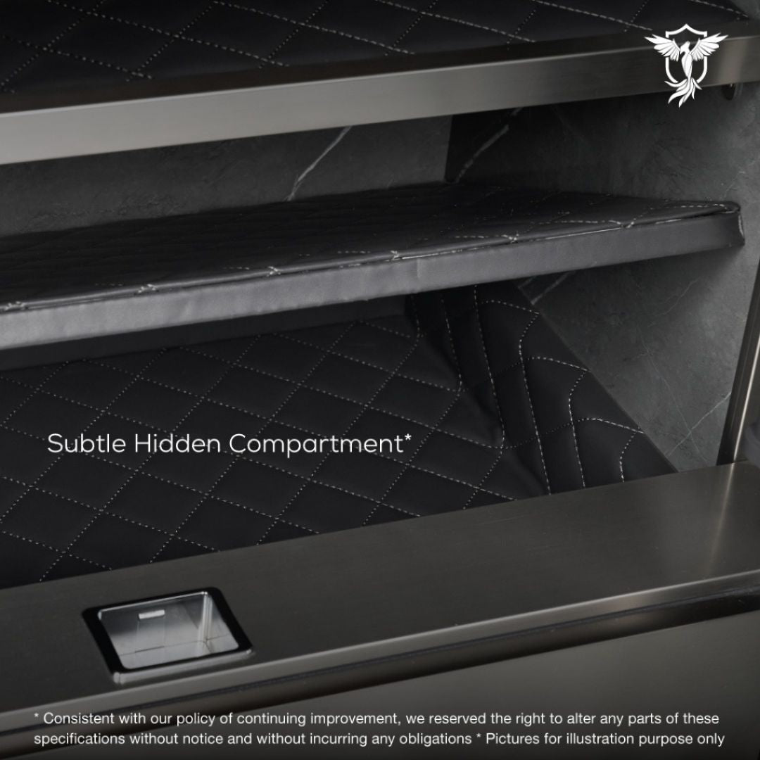 Revival R80 safe with velvet-lined jewellery compartments
Hidden compartment inside Valorforce R80 safe