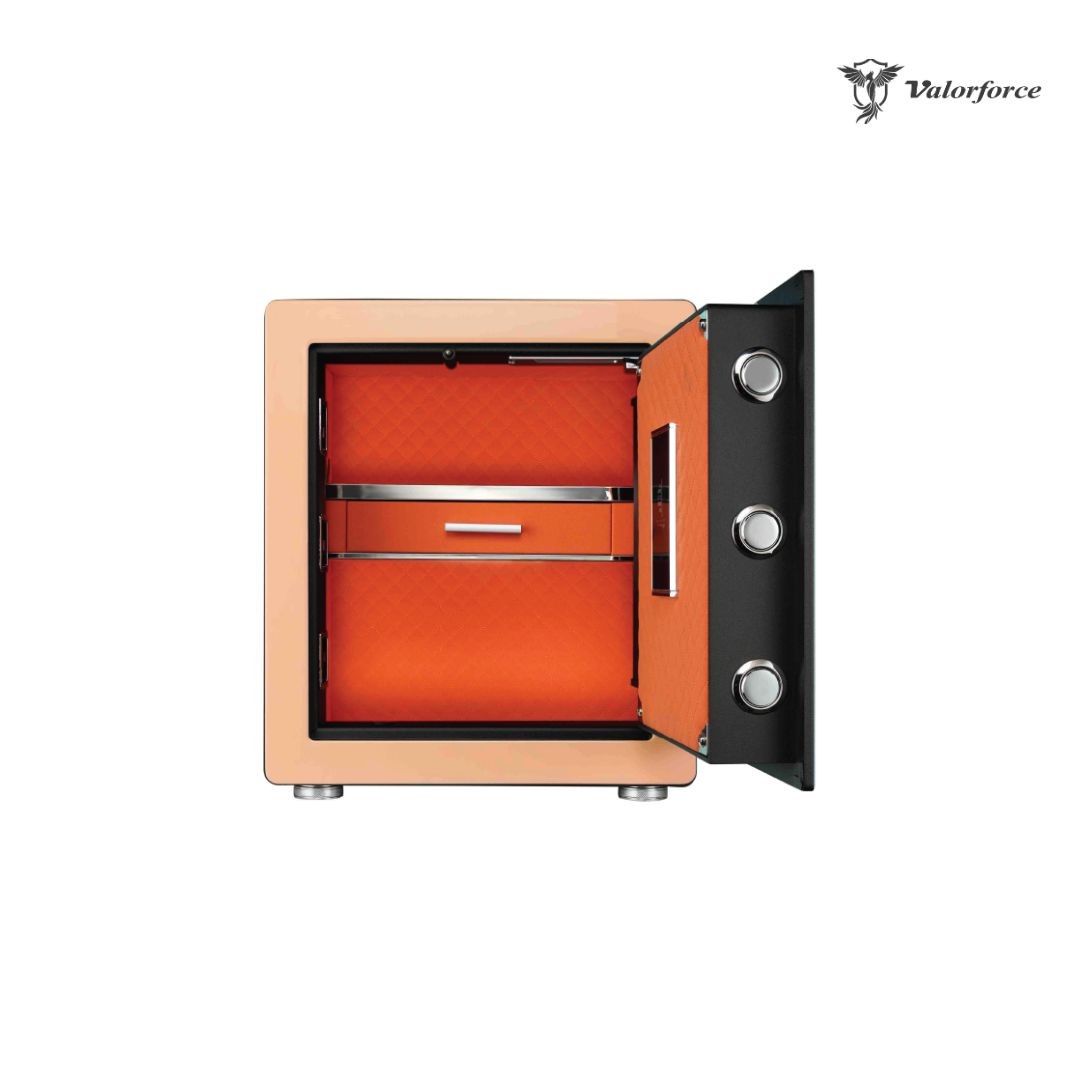 Interior of Passion V12 Safe – Jewelry Storage Compartments
Valorforce Passion Series Safe – Light Peach Luxury Design
