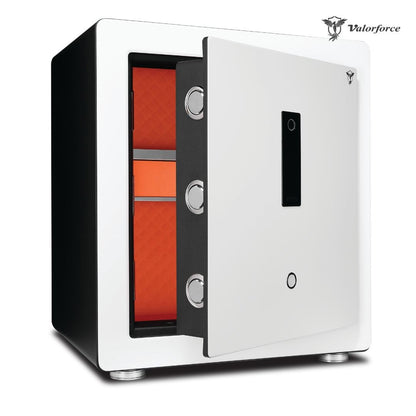 Le Blanc safe biometric fingerprint scanner close-up

Le Blanc safe orange interior with jewelry drawer
