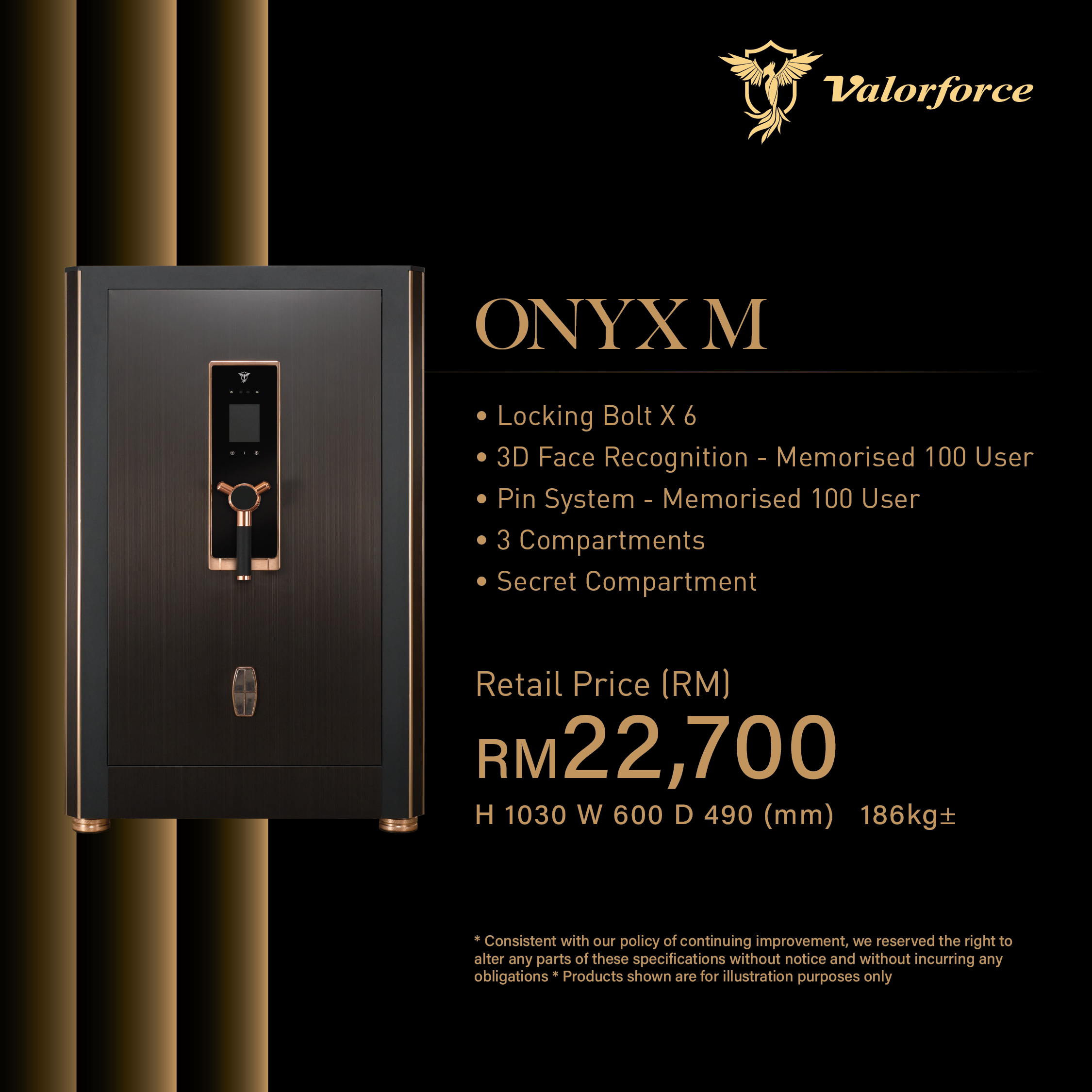 Onyx M fireproof safe
safe box malaysia
