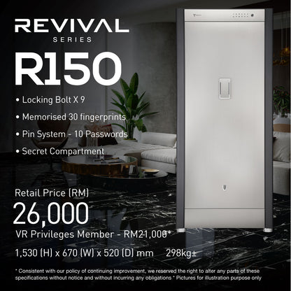 Revival R150 safe

extra-large stainless vault

heavy-duty home safe