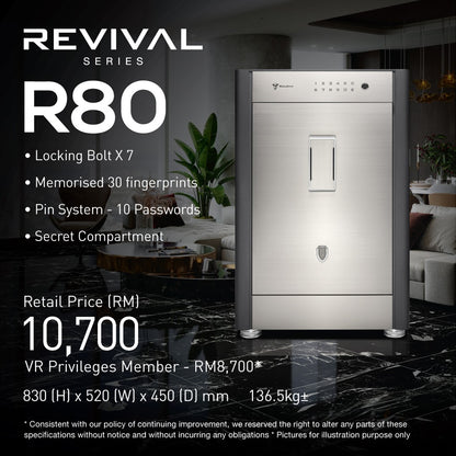 Revival R80 safe

stainless steel vault Malaysia

high-security home safe
