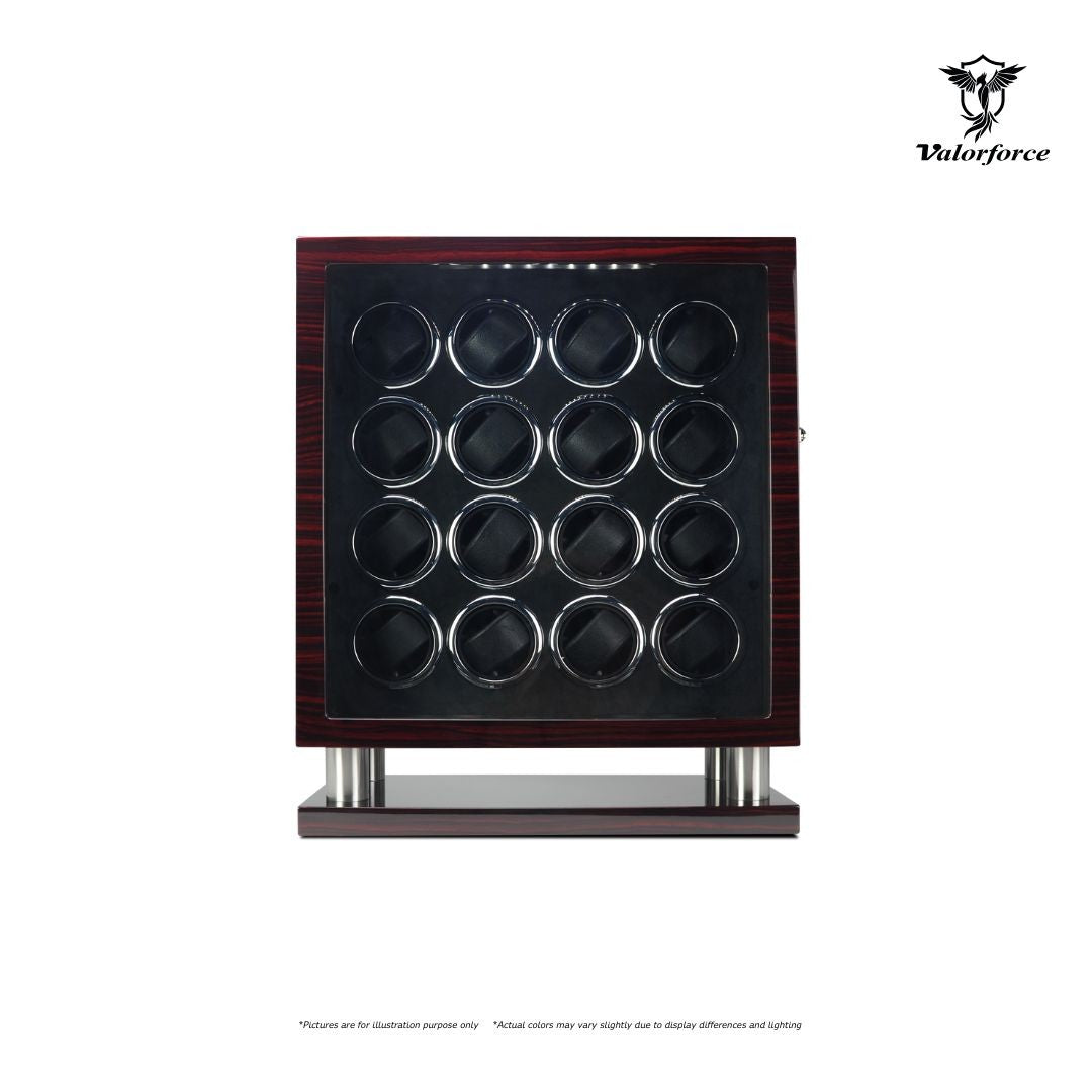 Digital Watch Winder DWS16
16-Watch Digital Winder
LED Watch Winder

600–2100 TPD digital control winder
Key-lock multi-watch winder
High-gloss watch display winder
LED-lit watch winding display
Luxury 16-watch winder