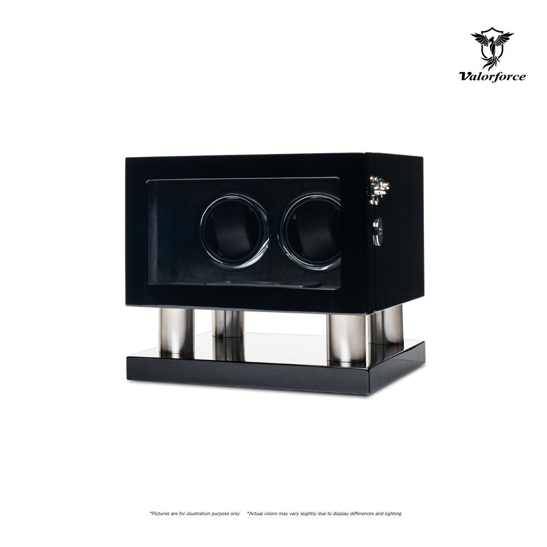 Valorforce Digital Winder DWS2 high-gloss exterior

Dual-watch digital winder with LED lighting – DWS2

Digital TPD control panel watch winder DWS2

Secure key lock luxury watch winder DWS2