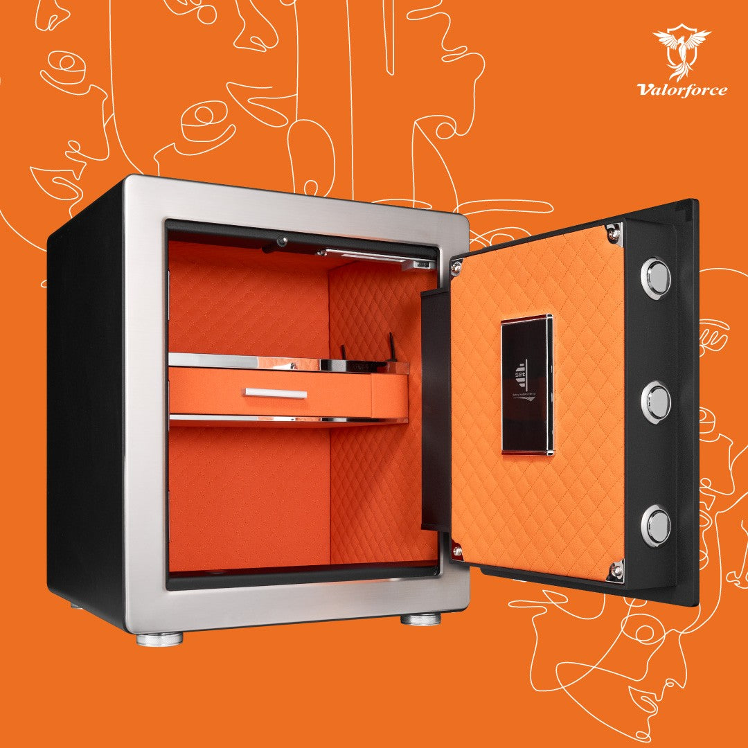 triple bolt safe box
biometric jewellery safe
fingerprint and PIN safe
luxury home safe with drawer
alarm safe for documents